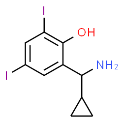 ChemSpider 2D Image | 2-[Amino(cyclopropyl)methyl]-4,6-diiodophenol | C10H11I2NO