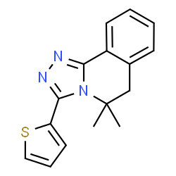 ChemSpider 2D Image | 5,5-Dimethyl-3-(2-thienyl)-5,6-dihydro[1,2,4]triazolo[3,4-a]isoquinoline | C16H15N3S