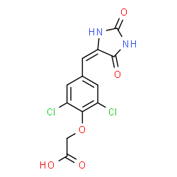 ChemSpider 2D Image | {2,6-Dichloro-4-[(E)-(2,5-dioxo-4-imidazolidinylidene)methyl]phenoxy}acetic acid | C12H8Cl2N2O5
