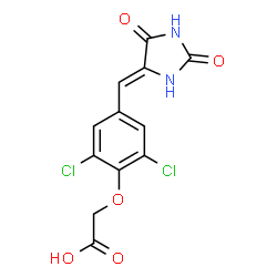 ChemSpider 2D Image | {2,6-Dichloro-4-[(Z)-(2,5-dioxo-4-imidazolidinylidene)methyl]phenoxy}acetic acid | C12H8Cl2N2O5