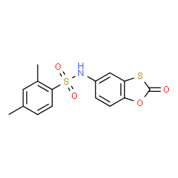 ChemSpider 2D Image | 2,4-Dimethyl-N-(2-oxo-1,3-benzoxathiol-5-yl)benzenesulfonamide | C15H13NO4S2