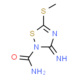ChemSpider 2D Image | 3-Imino-5-(methylsulfanyl)-1,2,4-thiadiazole-2(3H)-carboxamide | C4H6N4OS2
