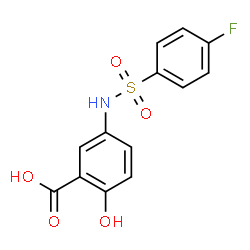 ChemSpider 2D Image | 5-{[(4-Fluorophenyl)sulfonyl]amino}-2-hydroxybenzoic acid | C13H10FNO5S