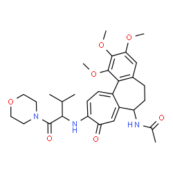 ChemSpider 2D Image | N-(1,2,3-Trimethoxy-10-{[3-methyl-1-(4-morpholinyl)-1-oxo-2-butanyl]amino}-9-oxo-5,6,7,9-tetrahydrobenzo[a]heptalen-7-yl)acetamide | C30H39N3O7