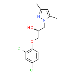 ChemSpider 2D Image | (2R)-1-(2,4-Dichlorophenoxy)-3-(3,5-dimethyl-1H-pyrazol-1-yl)-2-propanol | C14H16Cl2N2O2