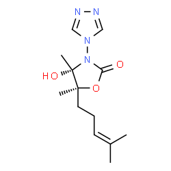 ChemSpider 2D Image | (4S,5S)-4-Hydroxy-4,5-dimethyl-5-(4-methyl-3-penten-1-yl)-3-(4H-1,2,4-triazol-4-yl)-1,3-oxazolidin-2-one | C13H20N4O3