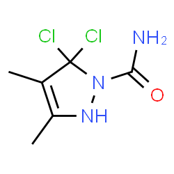 ChemSpider 2D Image | 5,5-Dichloro-3,4-dimethyl-2,5-dihydro-1H-pyrazole-1-carboxamide | C6H9Cl2N3O