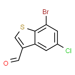 ChemSpider 2D Image | 7-Bromo-5-chloro-1-benzothiophene-3-carbaldehyde | C9H4BrClOS