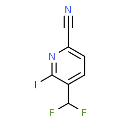 ChemSpider 2D Image | 5-(Difluoromethyl)-6-iodo-2-pyridinecarbonitrile | C7H3F2IN2