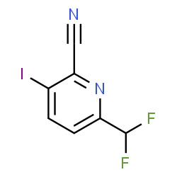 ChemSpider 2D Image | 6-(Difluoromethyl)-3-iodo-2-pyridinecarbonitrile | C7H3F2IN2