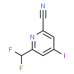 ChemSpider 2D Image | 6-(Difluoromethyl)-4-iodo-2-pyridinecarbonitrile | C7H3F2IN2