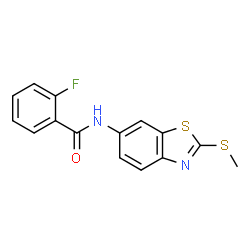 ChemSpider 2D Image | 2-Fluoro-N-[2-(methylsulfanyl)-1,3-benzothiazol-6-yl]benzamide | C15H11FN2OS2