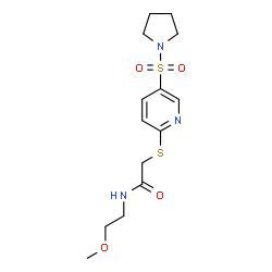 ChemSpider 2D Image | N-(2-Methoxyethyl)-2-{[5-(1-pyrrolidinylsulfonyl)-2-pyridinyl]sulfanyl}acetamide | C14H21N3O4S2