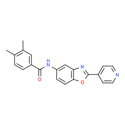ChemSpider 2D Image | 3,4-Dimethyl-N-[2-(4-pyridinyl)-1,3-benzoxazol-5-yl]benzamide | C21H17N3O2