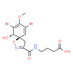 ChemSpider 2D Image | 4-({[(5R,10S)-7,9-Dibromo-10-hydroxy-8-methoxy-1-oxa-2-azaspiro[4.5]deca-2,6,8-trien-3-yl]carbonyl}amino)butanoic acid | C14H16Br2N2O6