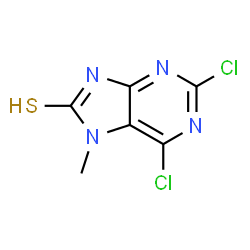ChemSpider 2D Image | 2,6-Dichloro-7-methyl-7H-purine-8-thiol | C6H4Cl2N4S