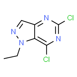 ChemSpider 2D Image | 5,7-Dichloro-1-ethyl-1H-pyrazolo[4,3-d]pyrimidine | C7H6Cl2N4