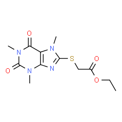 ChemSpider 2D Image | Ethyl [(1,3,7-trimethyl-2,6-dioxo-2,3,6,7-tetrahydro-1H-purin-8-yl)sulfanyl]acetate | C12H16N4O4S