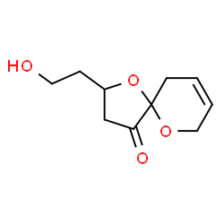 ChemSpider 2D Image | 2-(2-Hydroxyethyl)-1,6-dioxaspiro[4.5]dec-8-en-4-one | C10H14O4