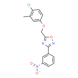 ChemSpider 2D Image | 5-[(4-Chloro-3-methylphenoxy)methyl]-3-(3-nitrophenyl)-1,2,4-oxadiazole | C16H12ClN3O4