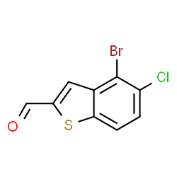 ChemSpider 2D Image | 4-Bromo-5-chloro-1-benzothiophene-2-carbaldehyde | C9H4BrClOS