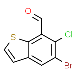 ChemSpider 2D Image | 5-Bromo-6-chloro-1-benzothiophene-7-carbaldehyde | C9H4BrClOS