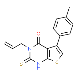 ChemSpider 2D Image | 3-Allyl-2-mercapto-5-p-tolyl-3H-thieno[2,3-d]pyrimidin-4-one | C16H14N2OS2