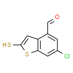 ChemSpider 2D Image | 6-Chloro-2-sulfanyl-1-benzothiophene-4-carbaldehyde | C9H5ClOS2