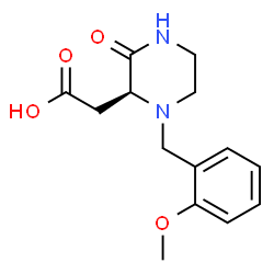 ChemSpider 2D Image | [(2S)-1-(2-Methoxybenzyl)-3-oxo-2-piperazinyl]acetic acid | C14H18N2O4