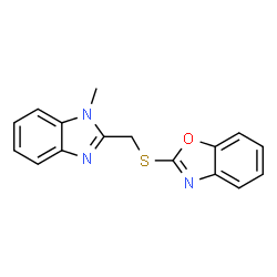 ChemSpider 2D Image | 2-(1-Methyl-1H-benzoimidazol-2-ylmethylsulfanyl)-benzooxazole | C16H13N3OS