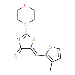 ChemSpider 2D Image | 5-(3-Methyl-thiophen-2-ylmethylene)-2-morpholin-4-yl-thiazol-4-one | C13H14N2O2S2
