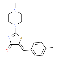 ChemSpider 2D Image | (5Z)-5-(4-Methylbenzylidene)-2-(4-methyl-1-piperazinyl)-1,3-thiazol-4(5H)-one | C16H19N3OS