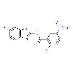 ChemSpider 2D Image | 2-Chloro-N-(6-methyl-1,3-benzothiazol-2-yl)-5-nitrobenzamide | C15H10ClN3O3S
