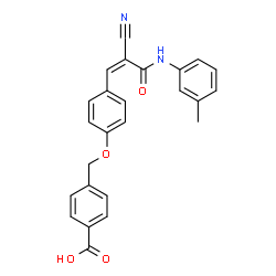 ChemSpider 2D Image | 4-[(4-{(1Z)-2-Cyano-3-[(3-methylphenyl)amino]-3-oxo-1-propen-1-yl}phenoxy)methyl]benzoic acid | C25H20N2O4