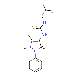 ChemSpider 2D Image | 1-(1,5-Dimethyl-3-oxo-2-phenyl-2,3-dihydro-1H-pyrazol-4-yl)-3-(2-methyl-2-propen-1-yl)thiourea | C16H20N4OS