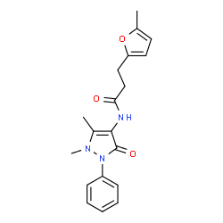 ChemSpider 2D Image | N-(1,5-Dimethyl-3-oxo-2-phenyl-2,3-dihydro-1H-pyrazol-4-yl)-3-(5-methyl-2-furyl)propanamide | C19H21N3O3