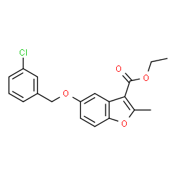 ChemSpider 2D Image | Ethyl 5-[(3-chlorobenzyl)oxy]-2-methyl-1-benzofuran-3-carboxylate | C19H17ClO4
