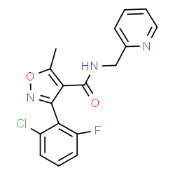 ChemSpider 2D Image | 3-(2-Chloro-6-fluorophenyl)-5-methyl-N-(2-pyridinylmethyl)-1,2-oxazole-4-carboxamide | C17H13ClFN3O2