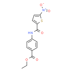 ChemSpider 2D Image | Ethyl 4-{[(5-nitro-2-thienyl)carbonyl]amino}benzoate | C14H12N2O5S