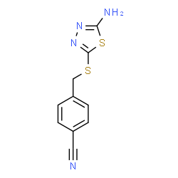 ChemSpider 2D Image | 4-(((5-Amino-1,3,4-thiadiazol-2-yl)thio)methyl)benzonitrile | C10H8N4S2