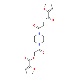 ChemSpider 2D Image | 1,4-Piperazinediylbis-2-oxo-2,1-ethanediyl di(2-furoate) | C18H18N2O8