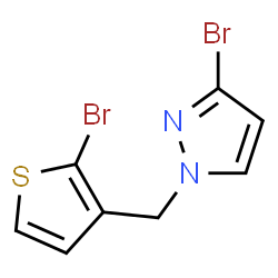 ChemSpider 2D Image | 3-Bromo-1-[(2-bromo-3-thienyl)methyl]-1H-pyrazole | C8H6Br2N2S