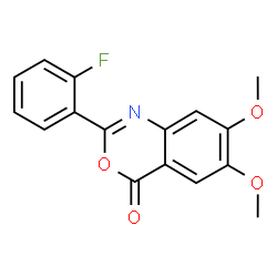 ChemSpider 2D Image | 2-(2-Fluorophenyl)-6,7-dimethoxy-4H-3,1-benzoxazin-4-one | C16H12FNO4