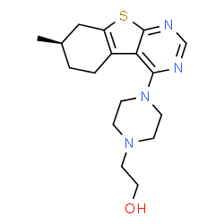 ChemSpider 2D Image | 2-{4-[(7R)-7-Methyl-5,6,7,8-tetrahydro[1]benzothieno[2,3-d]pyrimidin-4-yl]-1-piperazinyl}ethanol | C17H24N4OS