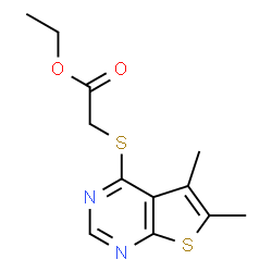 ChemSpider 2D Image | Ethyl [(5,6-dimethylthieno[2,3-d]pyrimidin-4-yl)sulfanyl]acetate | C12H14N2O2S2