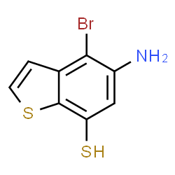 ChemSpider 2D Image | 5-Amino-4-bromo-1-benzothiophene-7-thiol | C8H6BrNS2