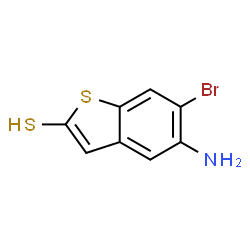 ChemSpider 2D Image | 5-Amino-6-bromo-1-benzothiophene-2-thiol | C8H6BrNS2
