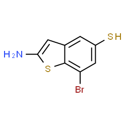 ChemSpider 2D Image | 2-Amino-7-bromo-1-benzothiophene-5-thiol | C8H6BrNS2