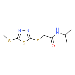 ChemSpider 2D Image | N-Isopropyl-2-{[5-(methylsulfanyl)-1,3,4-thiadiazol-2-yl]sulfanyl}acetamide | C8H13N3OS3