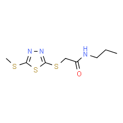 ChemSpider 2D Image | 2-{[5-(Methylsulfanyl)-1,3,4-thiadiazol-2-yl]sulfanyl}-N-propylacetamide | C8H13N3OS3